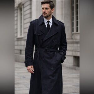 *Vintage* Rare 90s Christian Dior Monsieur Trench Coat 46L USA Made Wool Blend